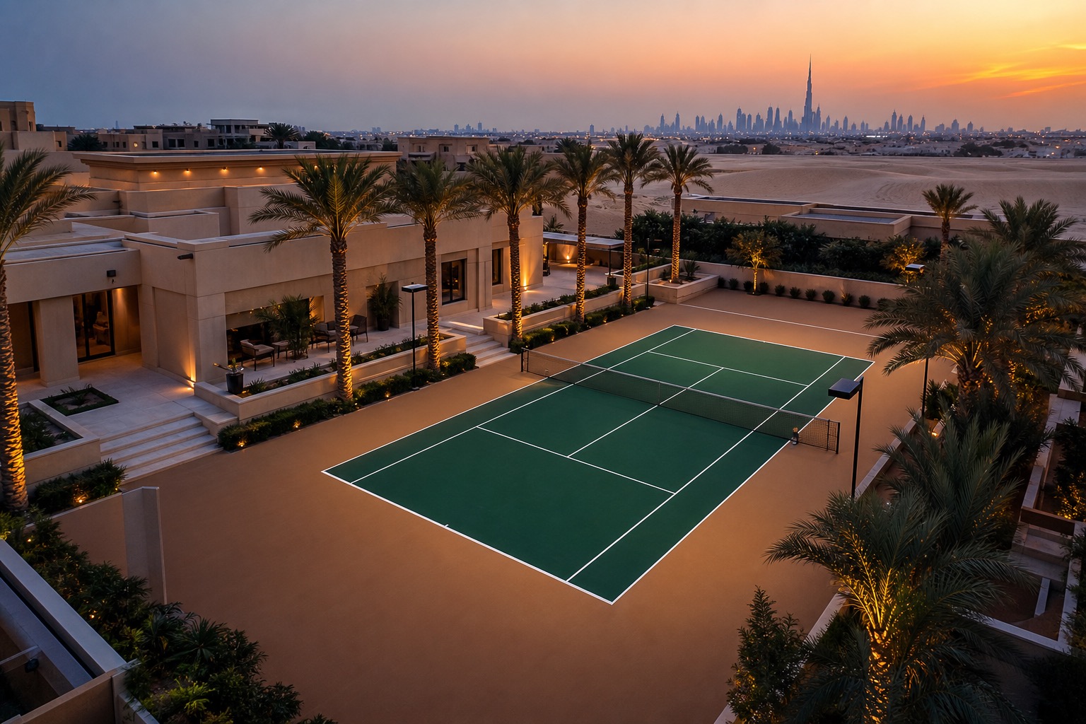 Empty private tennis court